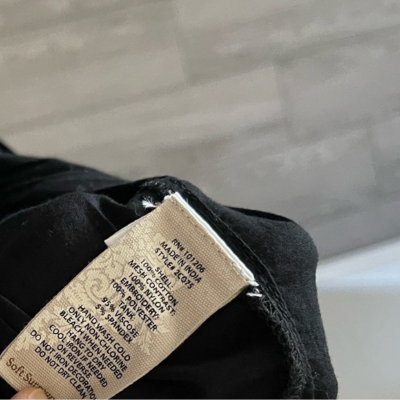 Soft Surroundings|Black Larissa Top with Black Tank built in•••Embroidered Boho - Picture 9 of 11